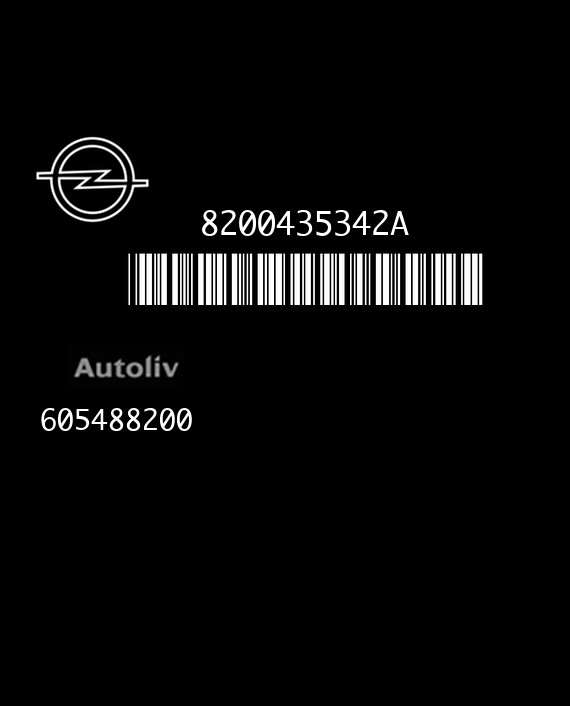 AUTOLIV 605488200 OPEL VIVARO 8200435342A 93854787 AB EEPROM 95160
