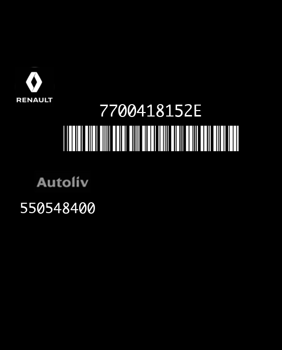 AUTOLIV 550548400 RENAULT MEGANE 7700418152E AG EEPROM 93C66