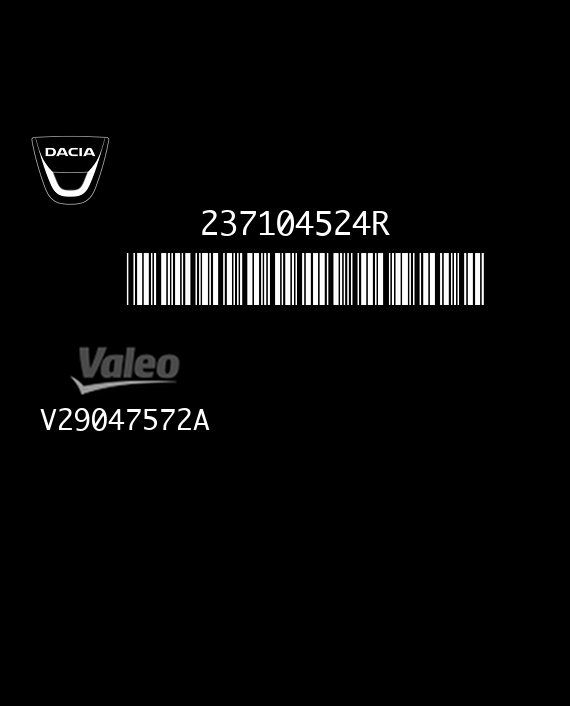 VALEO V42 V29047572A DACIA LODGY 1.6 237104524R 237102479R