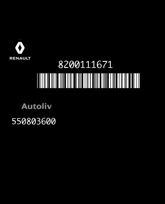 AUTOLIV 550803600 RENAULT MEGANE 8200111671 AB EEPROM 93C66