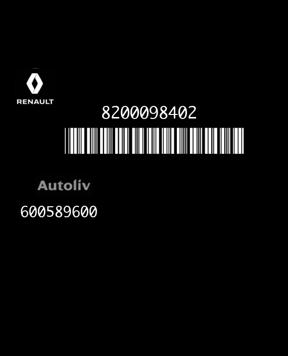 AUTOLIV 600589600 RENAULT KANGOO 8200098402 AB