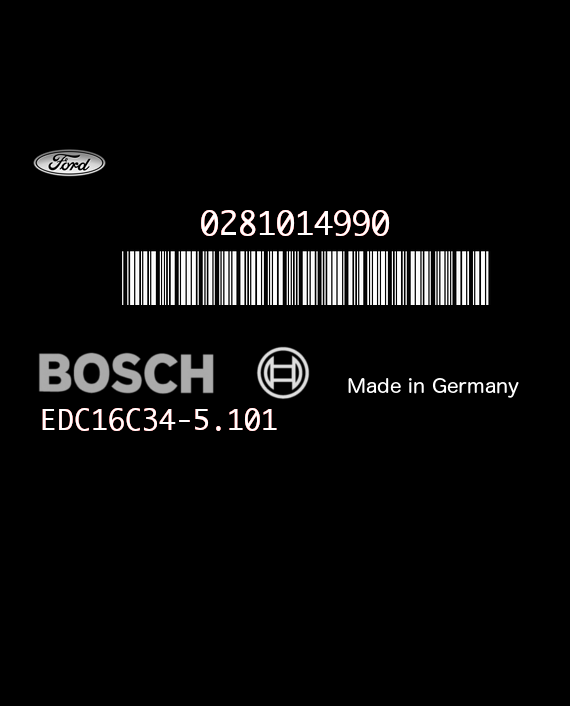 BOSCH EDC16C34-5.101 0281014990 FORD FIESTA 1.6 TDCI 90HP 8V21-12A650-XB 8VXB 1037399612
