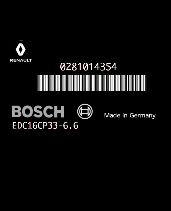 BOSCH EDC16CP33-6.6 0281014354 RENAULT LAGUNA III 2.0 DCI 150HP 8200726880 8200848407 1037390538-8200987893