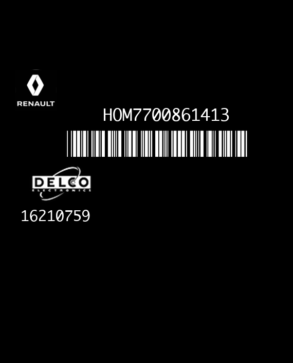 DELCO 16210759 RENAULT CLIO I 1.4i 75HP HOM7700861413 7700872546 BMUL