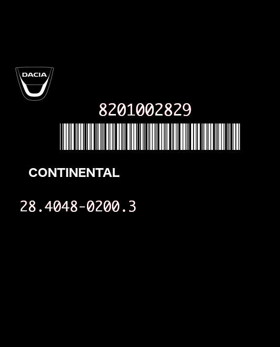 CONTINENTAL TEMIC 28.4048-0200.3 DACIA SANDERO 8201002829 EEPROM 95160