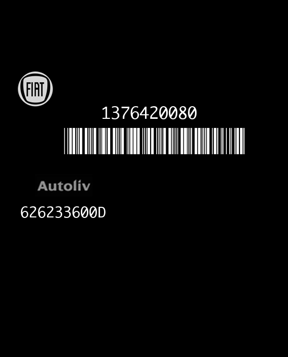 AUTOLIV 626233600D FIAT FIORINO 1376420080 AB EEPROM 95320