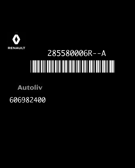 AUTOLIV RC5 X91 606982400 RENAULT LAGUNA III 285580006R--A HW 610102200D AA