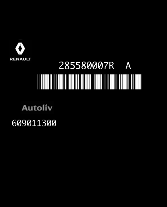 AUTOLIV RC5 X91 609011300 RENAULT LAGUNA III 285580007R--A HW 610102400D AA EEPROM 95640