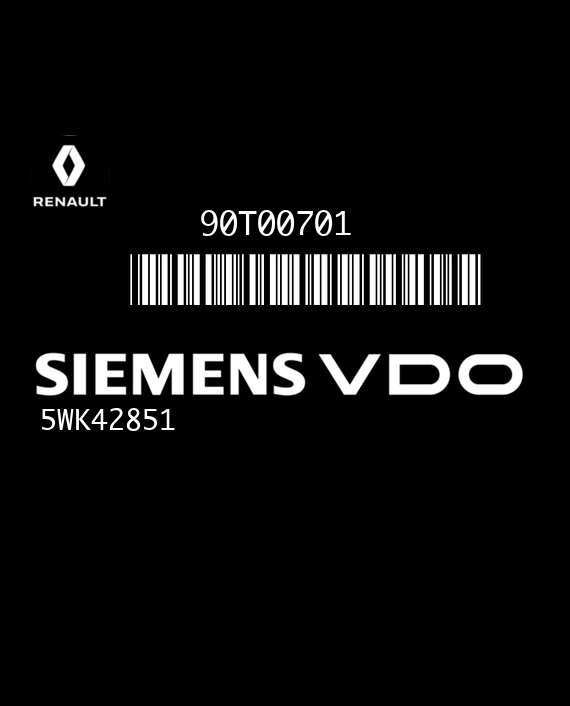 SIEMENS 5WK42851 BREED 90T00701 RENAULT ESPACE III 6025313596F EEPROM MC68HC11
