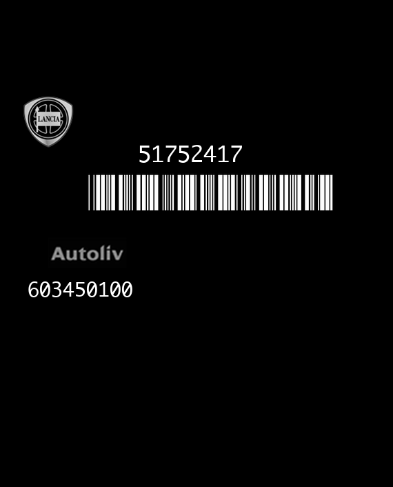 AUTOLIV 603450100 LANCIA YPSILON 51752417 AK EEPROM 95160