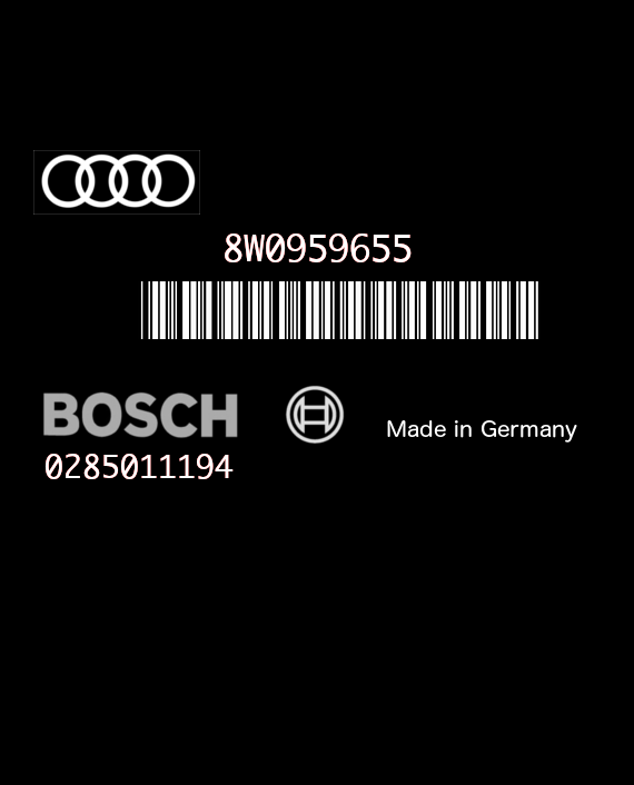 BOSCH 0285011194 AUDI A4 8W0959655 8W0909602T H72 0086