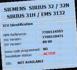 SIEMENS SIRIUS 32 S110030006C RENAULT MEGANE SCENIC I 1.6i 107HP 7700110471 7700114503 8000