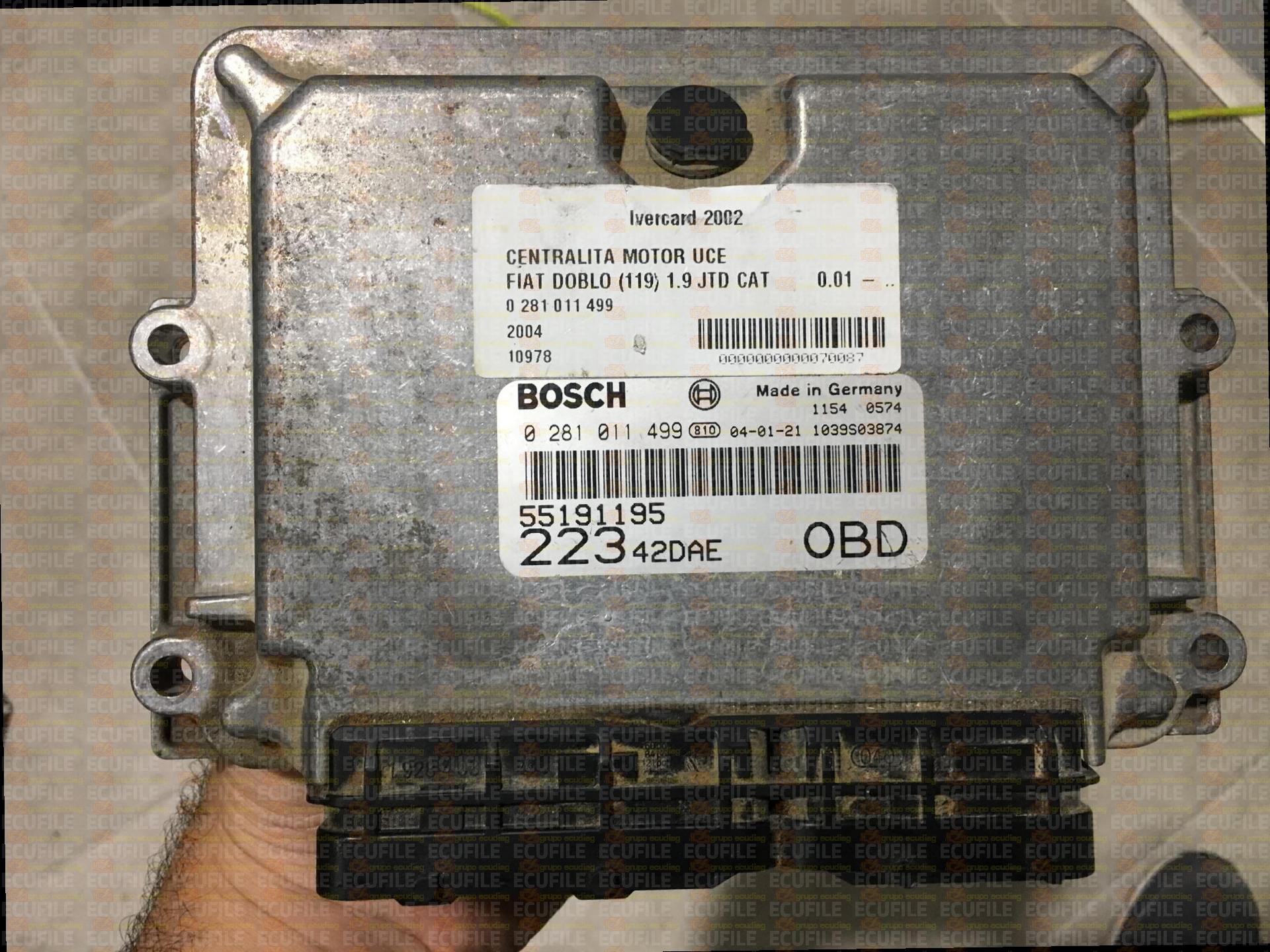 BOSCH EDC15C7-2.11 0281011499 FIAT DOBLO 1.9 JTD 100HP 55191195 1037371891