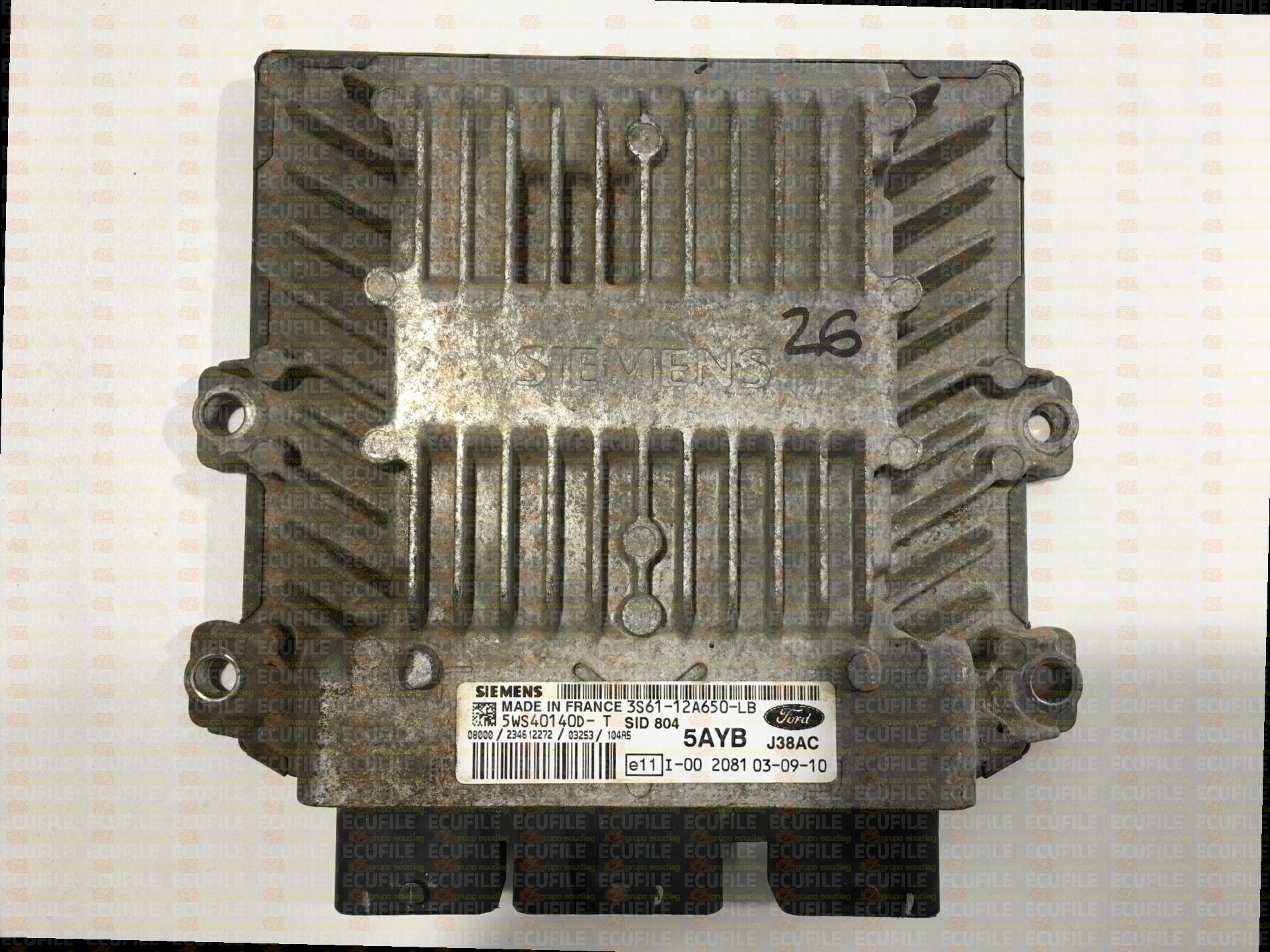 SIEMENS SID804 5WS40140D-T FORD FIESTA 1.4 TDCI 3S61-12A650-LB 5AYB FM10536000000