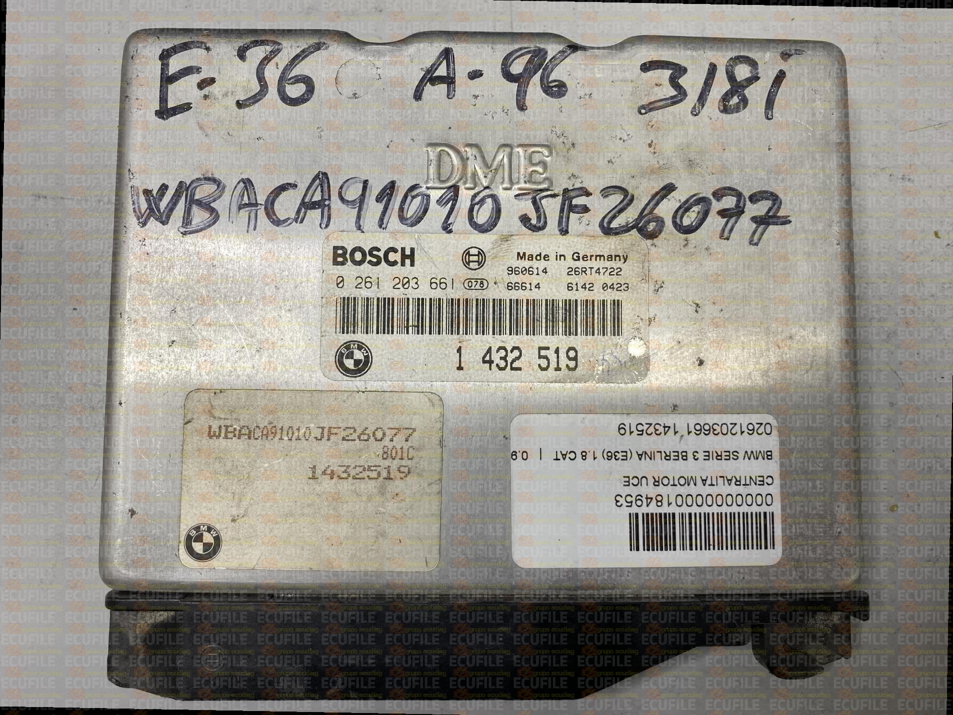 BOSCH M1.7.3 0261203661 BMW E36 318i 1.8i 8V 116HP 1432519 12141432519 1267355935