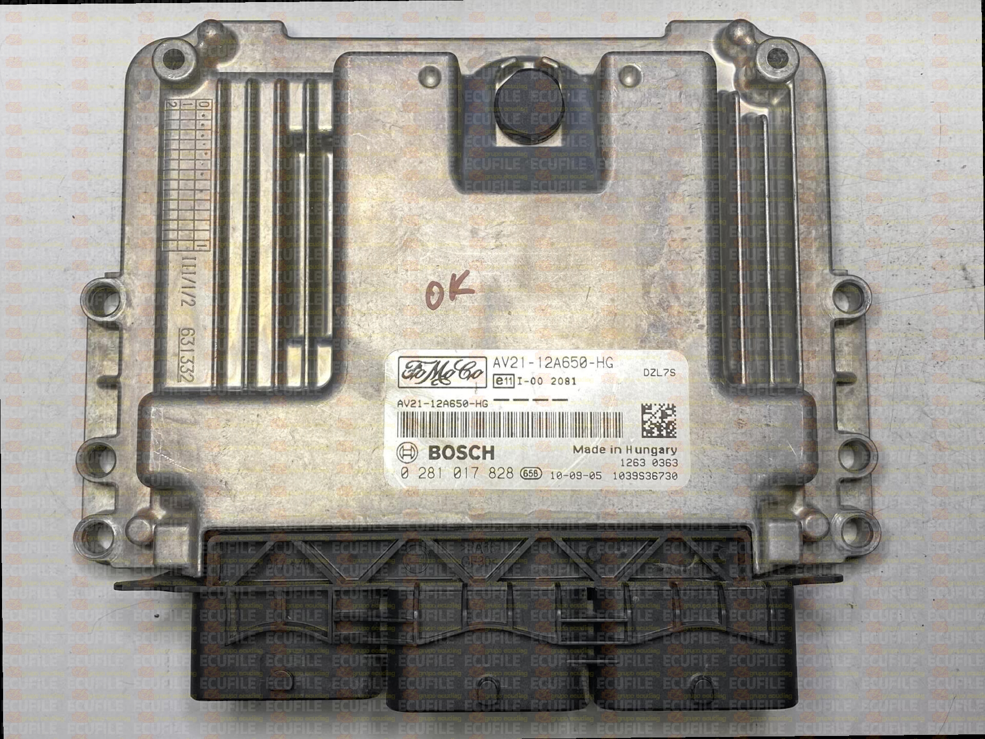 BOSCH EDC17C10-5.20 0281017828 FORD FIESTA 1.6 TDCI 95HP AV21-12A650-HG 1037508826 - AV21-14C204-HG