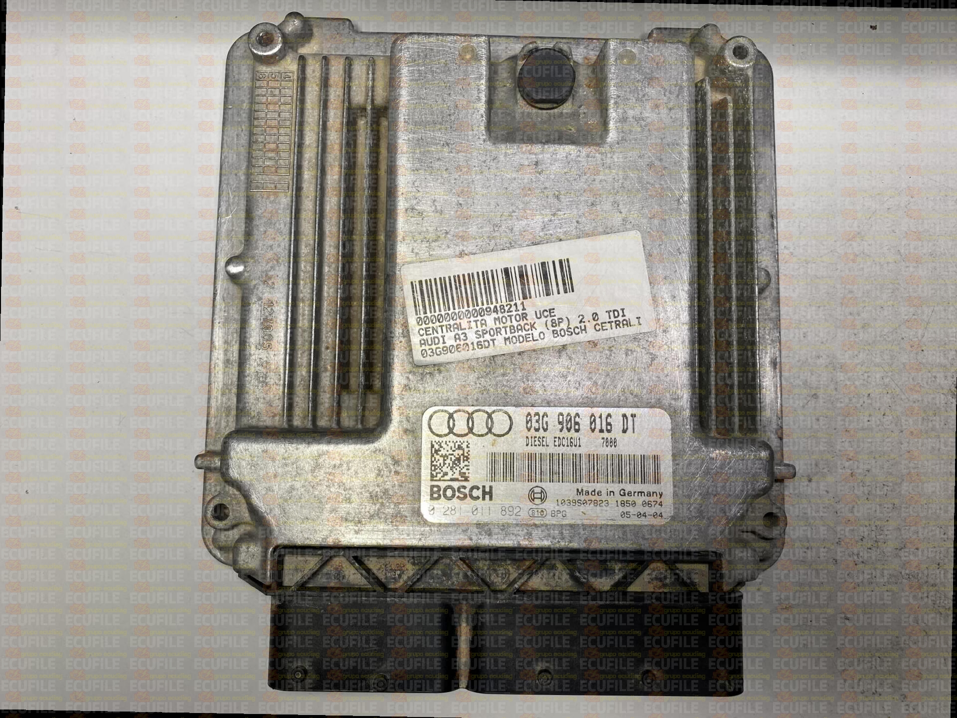 BOSCH EDC16U1-5.41 0281011892 AUDI A3 2.0 TDI 140HP 03G906016DT 7000 - 1037372603