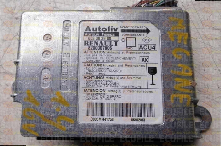 AUTOLIV ACU4 603383900 RENAULT MEGANE II 8200307806 AK EEPROM 95160