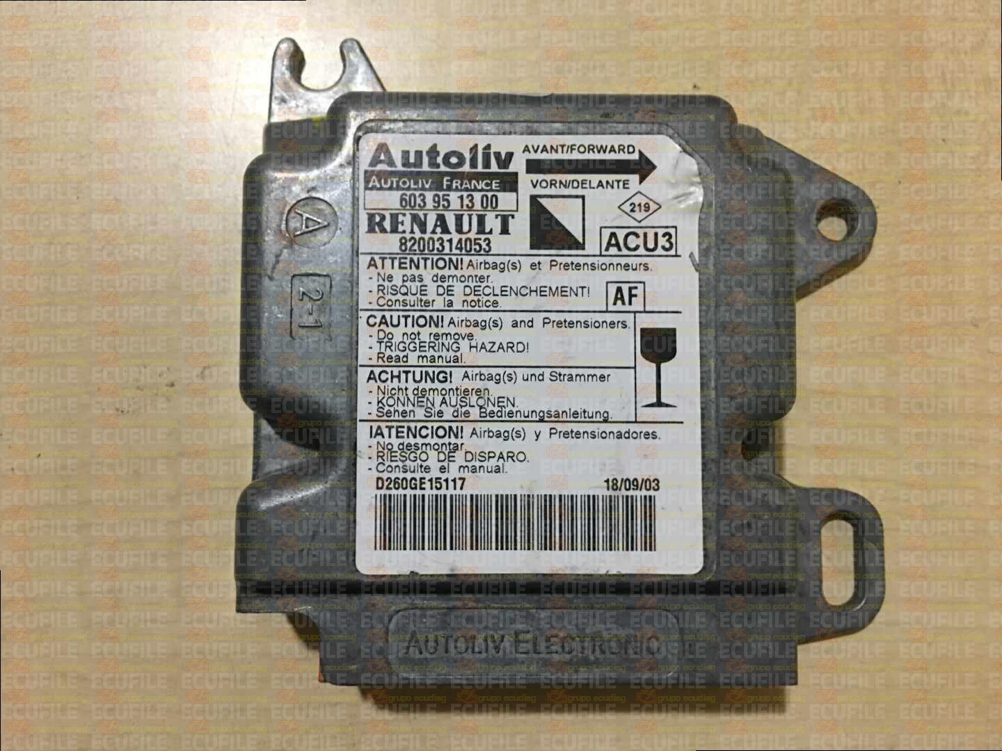 AUTOLIV ACU3 603951300 RENAULT KANGOO I 8200314053 AF