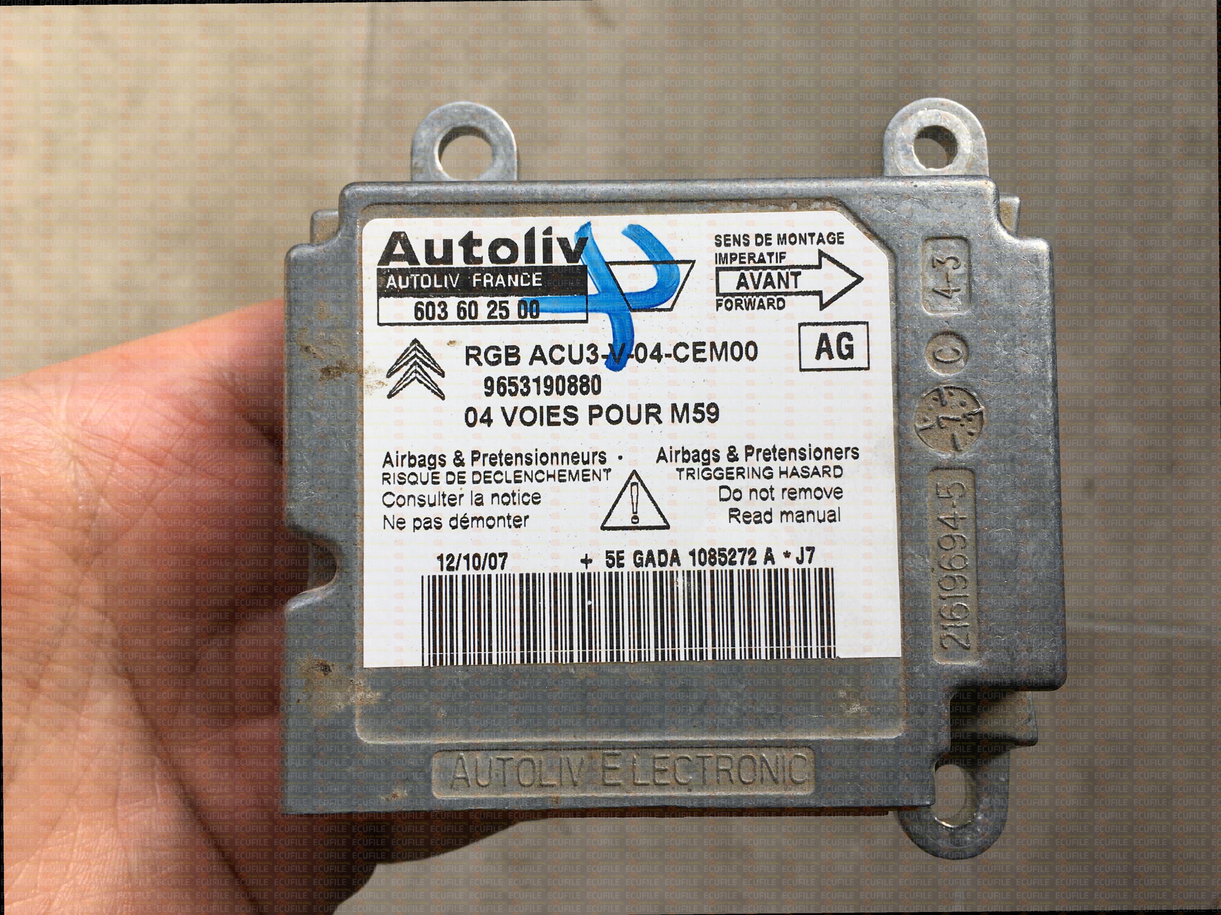 AUTOLIV 603602500 CITROEN BERLINGO PEUGEOT PARTNER 9653190880 AG
