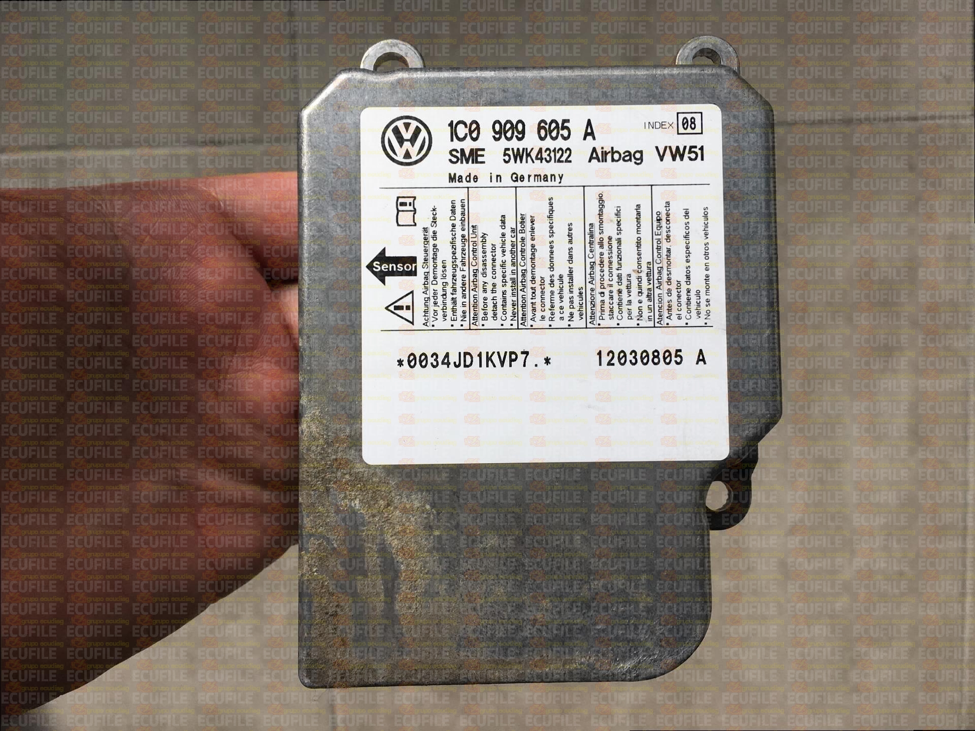 SIEMENS 5WK43122 SEAT LEON 1C0909605A VW51 INDEX 08 MANOLO - VEGAS DEL GENIL EEPROM MC68HC08AZ32A MASK 1L52H