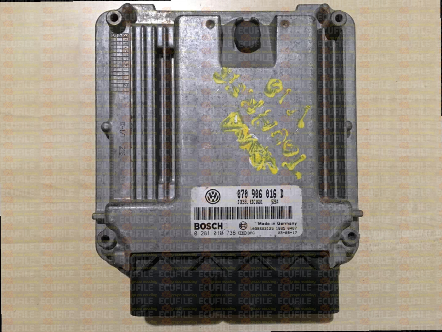 BOSCH EDC16U1-5.2 0281010736 VOLKSWAGEN TOUAREG 5.0 TDI V10 313HP 070906016D 1037368400