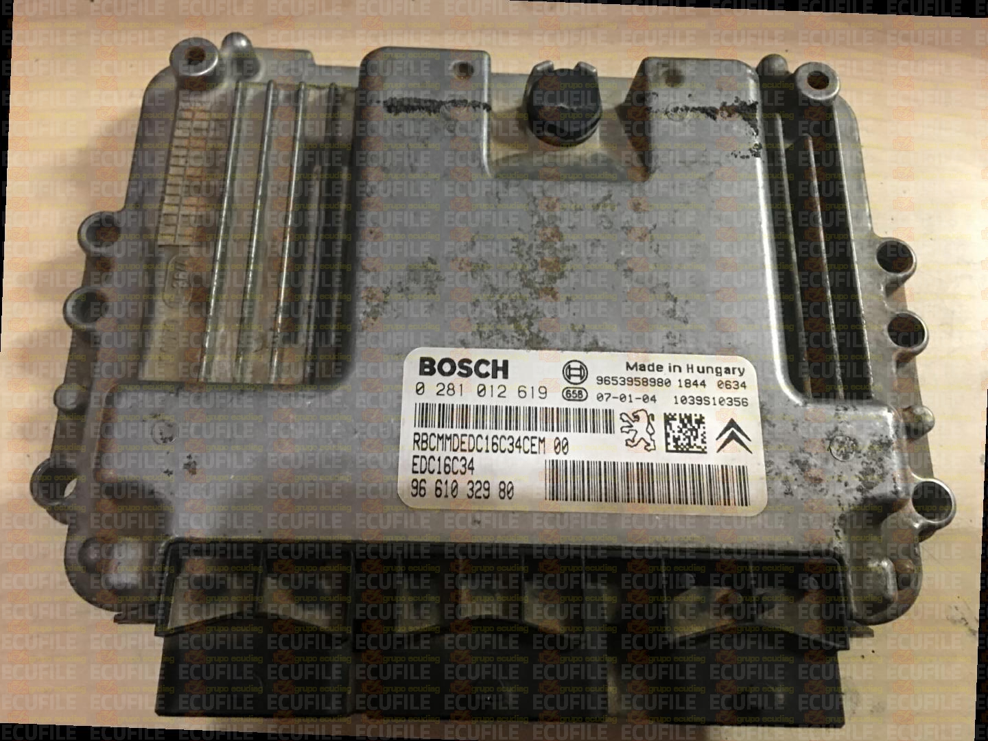 BOSCH EDC16C34-4.11 0281012619 CITROEN BERLINGO I PEUGEOT PARTNER 1.6 HDI 66KW 90HP L4 16V 9HX 9H02 DV6ATED4 9661032980 1037375956 - 9665594280