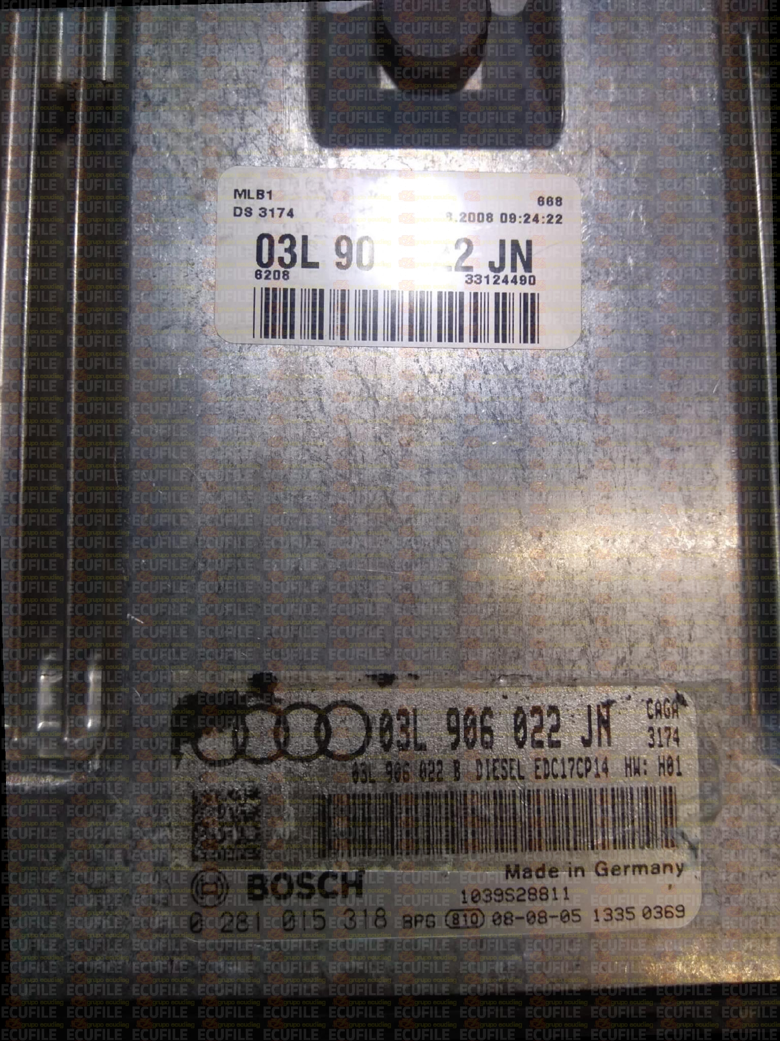 BOSCH EDC17CP14-3.2 0281015318 AUDI A4 III 2.0 TDI 142HP 03L906022B 03L906022JN 9980 - 1037563700