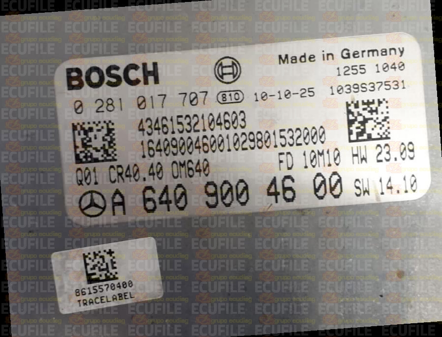 BOSCH EDC17C43-3.40 0281017707 MERCEDES W245 B180 2.0 CDI 109HP A6409004600 103751890
