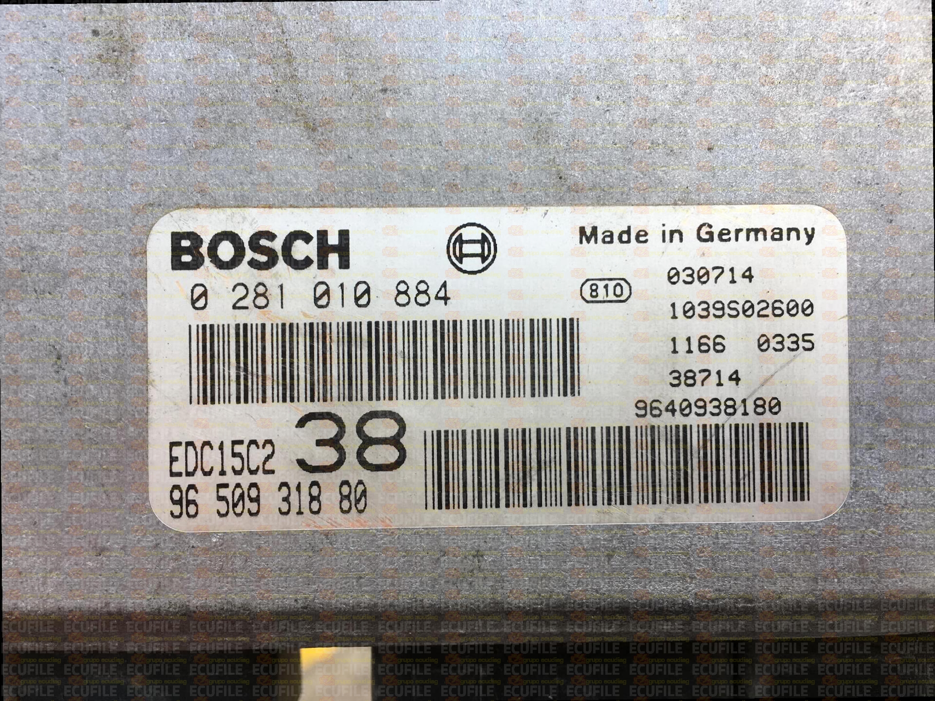 BOSCH EDC15C2-10.1 0281010884 CITROEN JUMPY PEUGEOT EXPERT FIAT SCUDO 2.0 HDI JTD 110HP 9650931880 1037367911