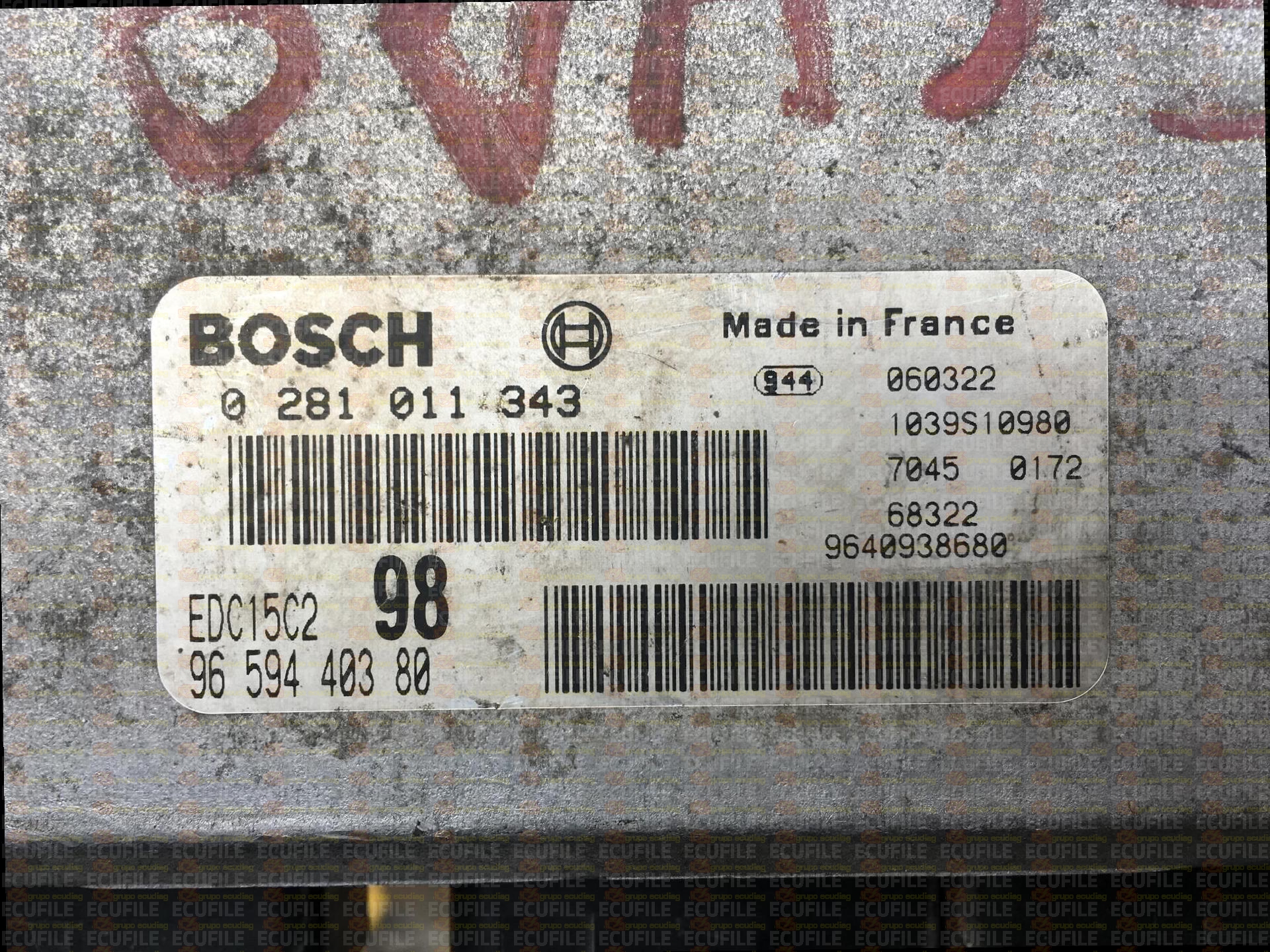 BOSCH EDC15C2-11.1 0281011343 CITROEN JUMPY PEUGEOT EXPERT FIAT SCUDO 2.0 HDI 110HP 9659440380 1037376577