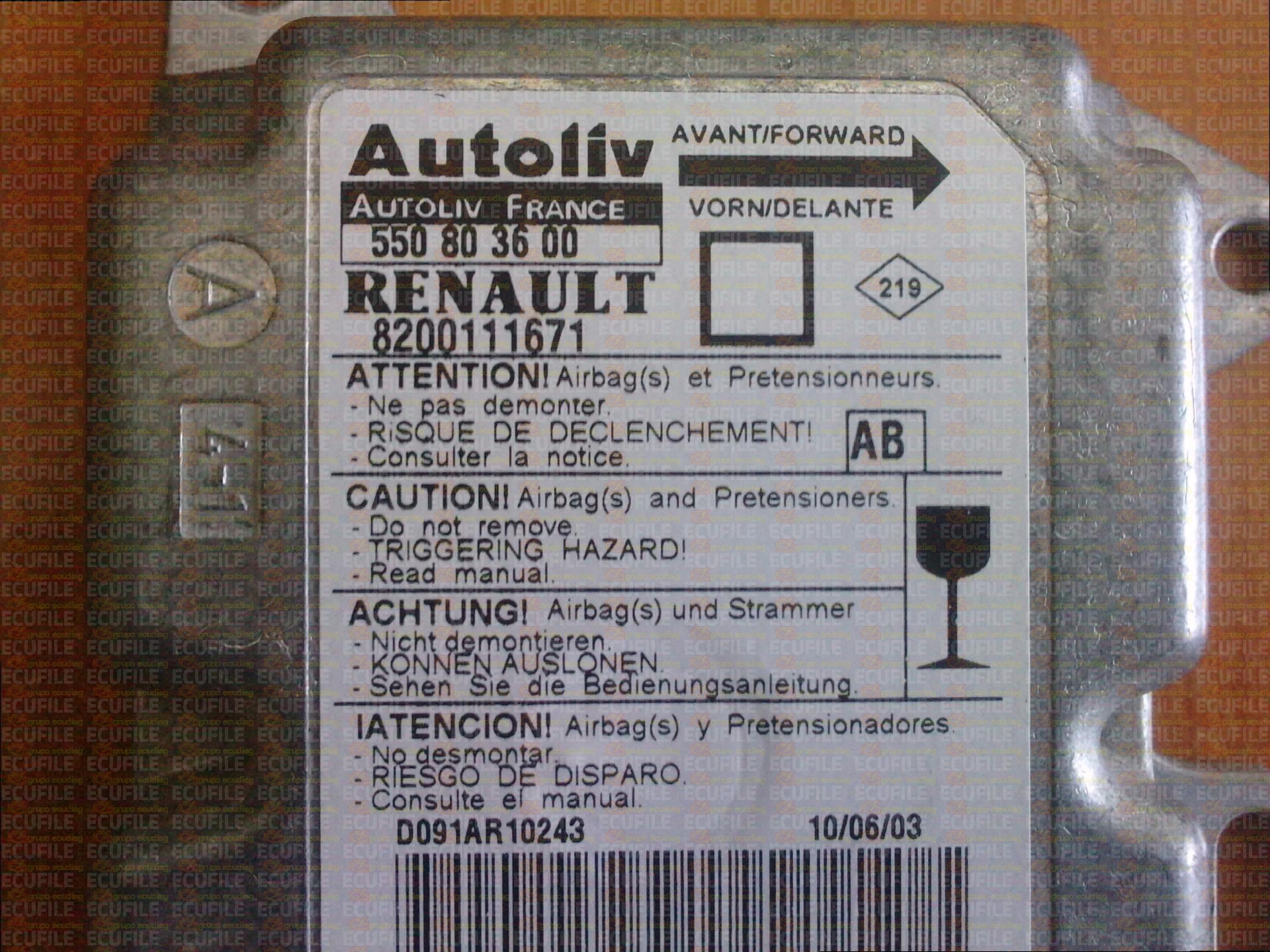 AUTOLIV 550803600 RENAULT MEGANE 8200111671 AB