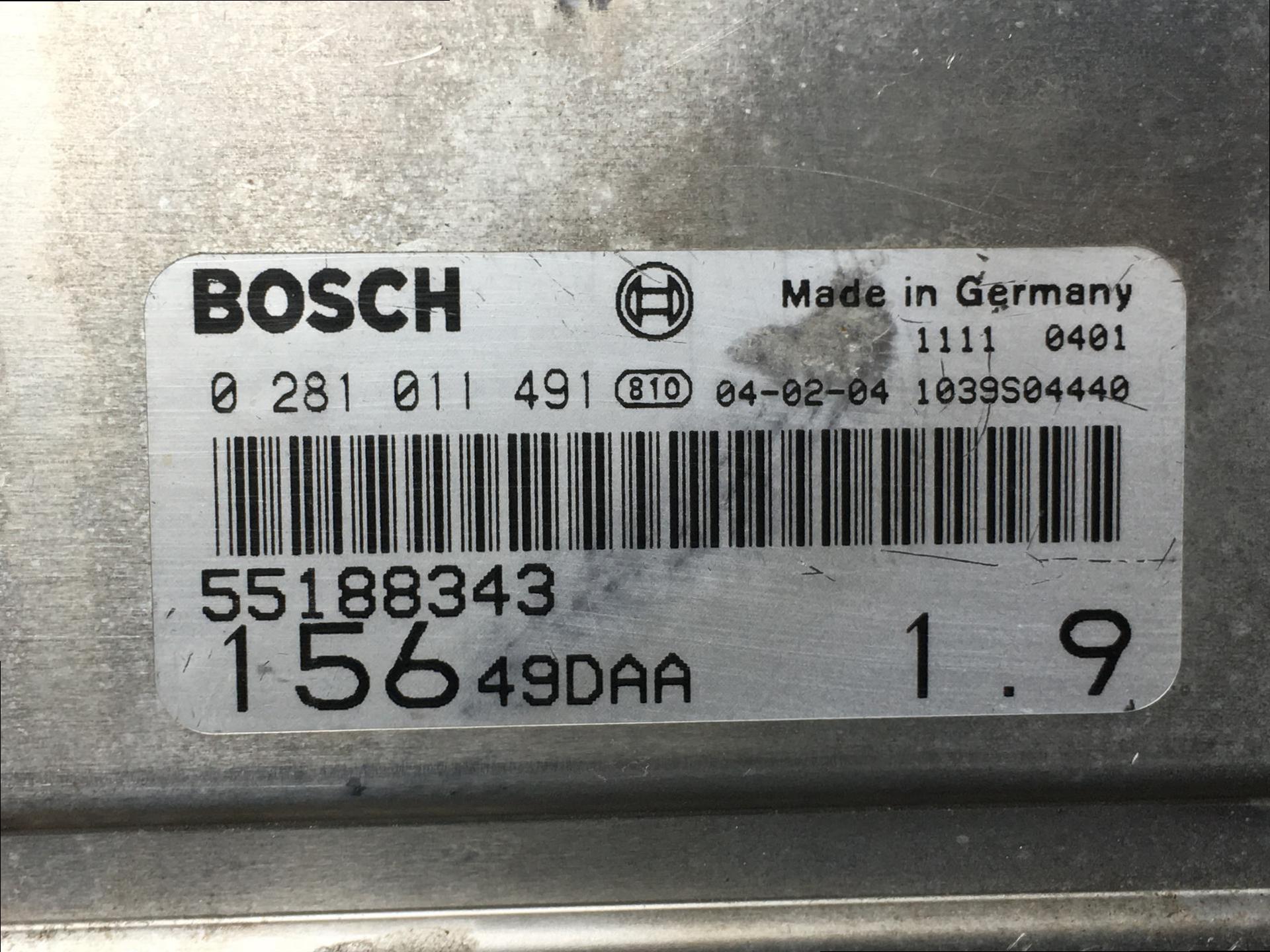 BOSCH EDC15C7-2.16 0281011491 ALFA-ROMEO 156 JTD 115HP 55188343 1037372061