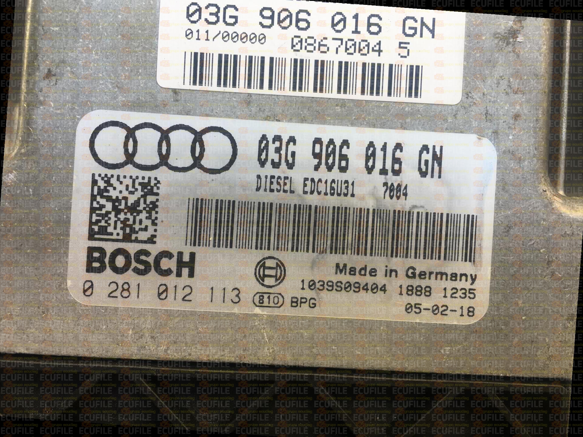 BOSCH EDC16U31-4.85 0281012113 AUDI A4 2.0 TDI 140HP 03G906016GN 1037383292
