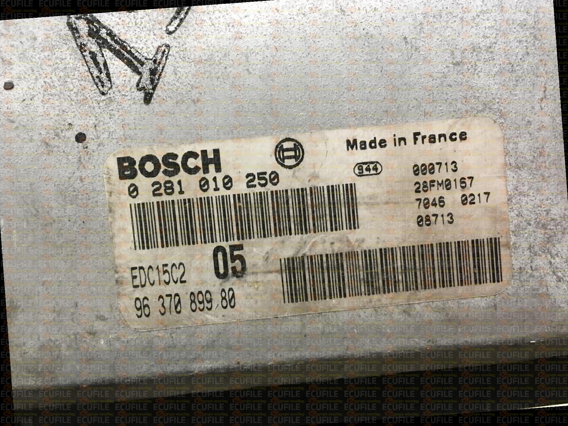 BOSCH EDC15C2-6.1 0281010250 PEUGEOT 206 2.0 HDI 90HP 9637089980 1037359222