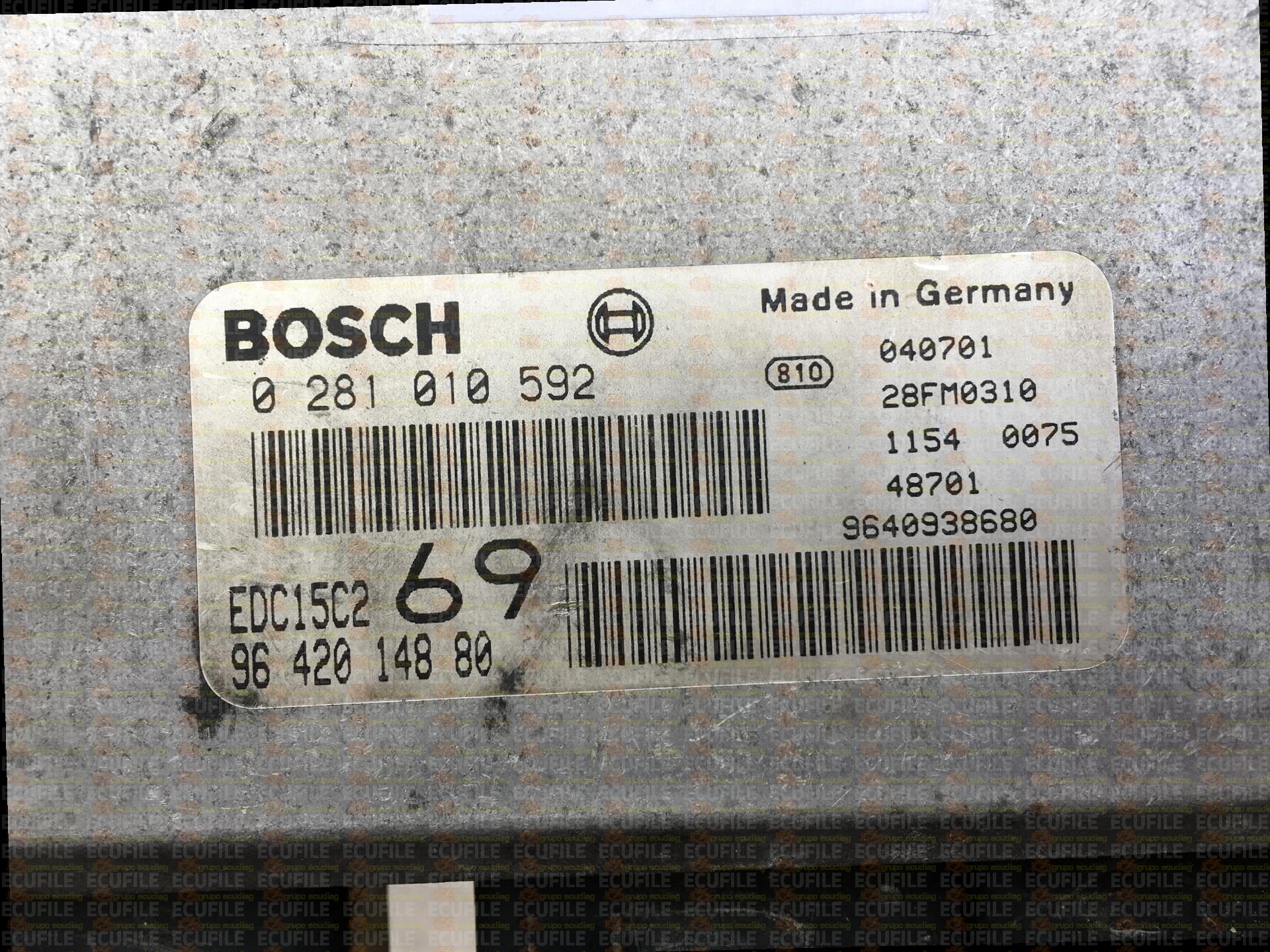 BOSCH EDC15C2-11.1 0281010592 PEUGEOT 306 2.0 HDI 90HP 9642014880 1037353483