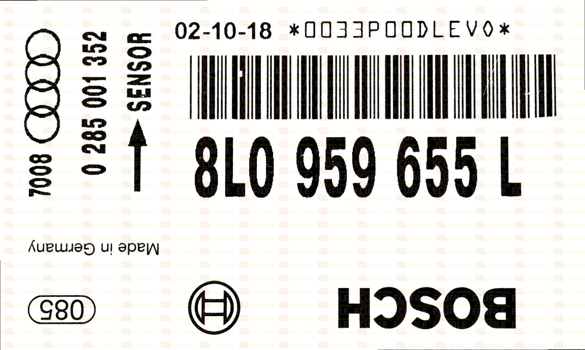 BOSCH 0285001352 AUDI A3 8L0959655L