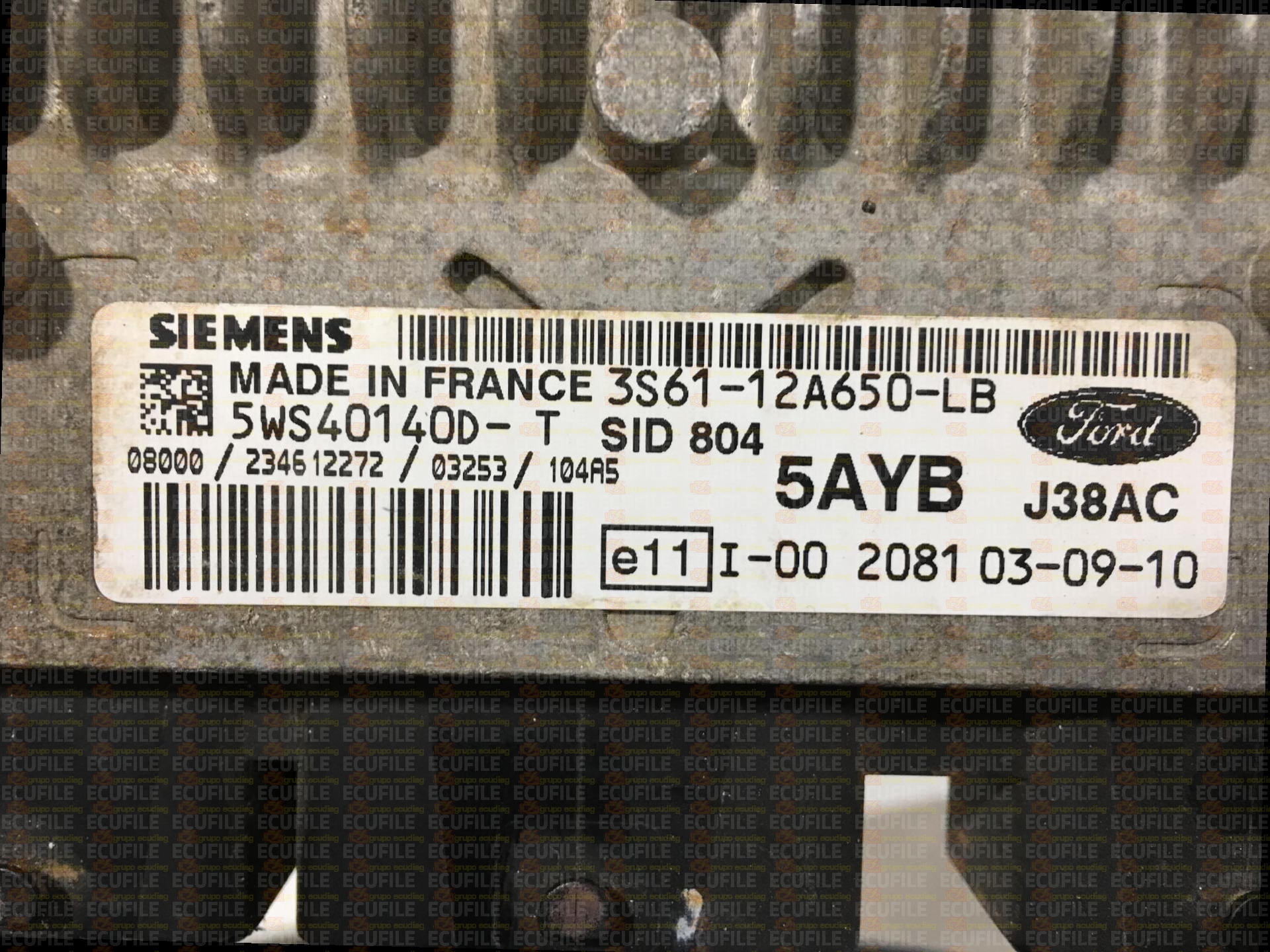 SIEMENS SID804 5WS40140D-T FORD FIESTA 1.4 TDCI 3S61-12A650-LB 5AYB FM10536000000