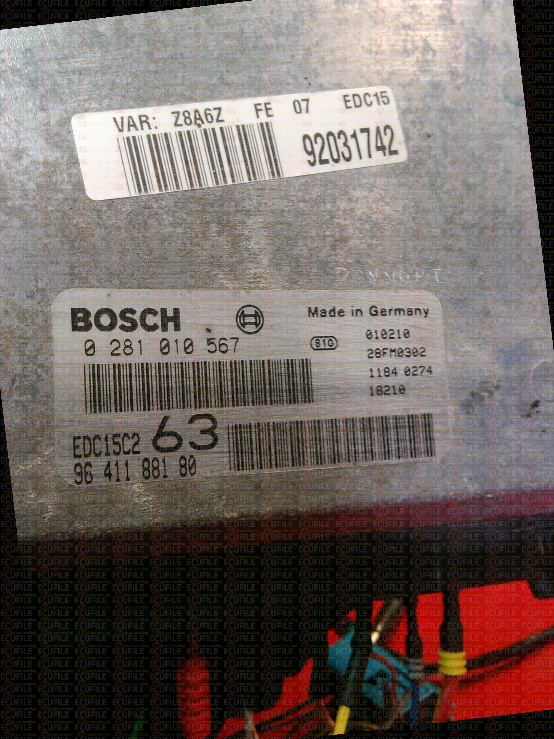 BOSCH EDC15C2-5.3 0281010567 PEUGEOT 607 2.2 HDI 133HP 9641188180 1037353843