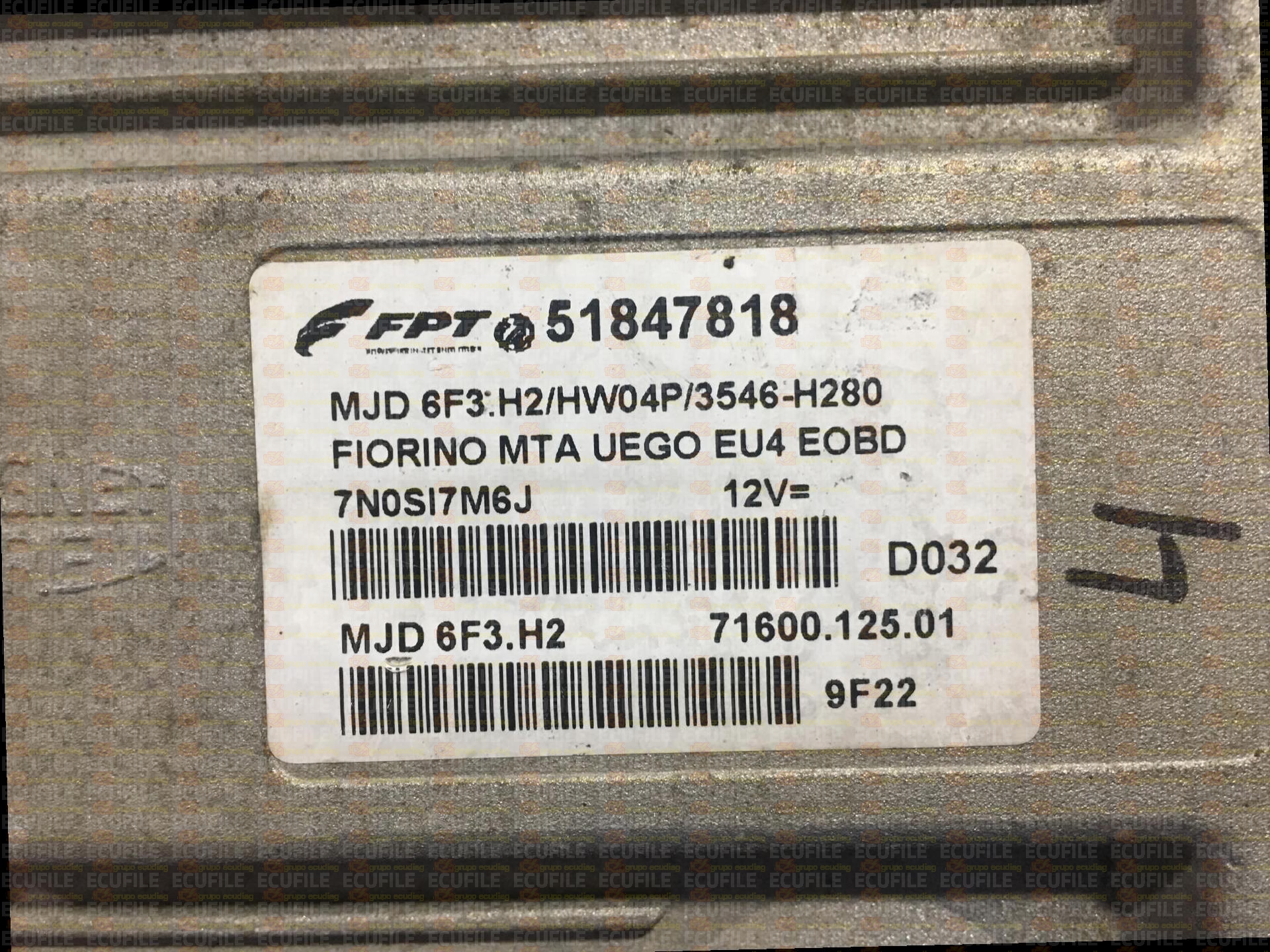 MAGNETI MARELLI MJD 6F3.H2 71600.125.01 FIAT FIORINO 1.3 JTD 75HP 51847818 HW04P 3549H296
