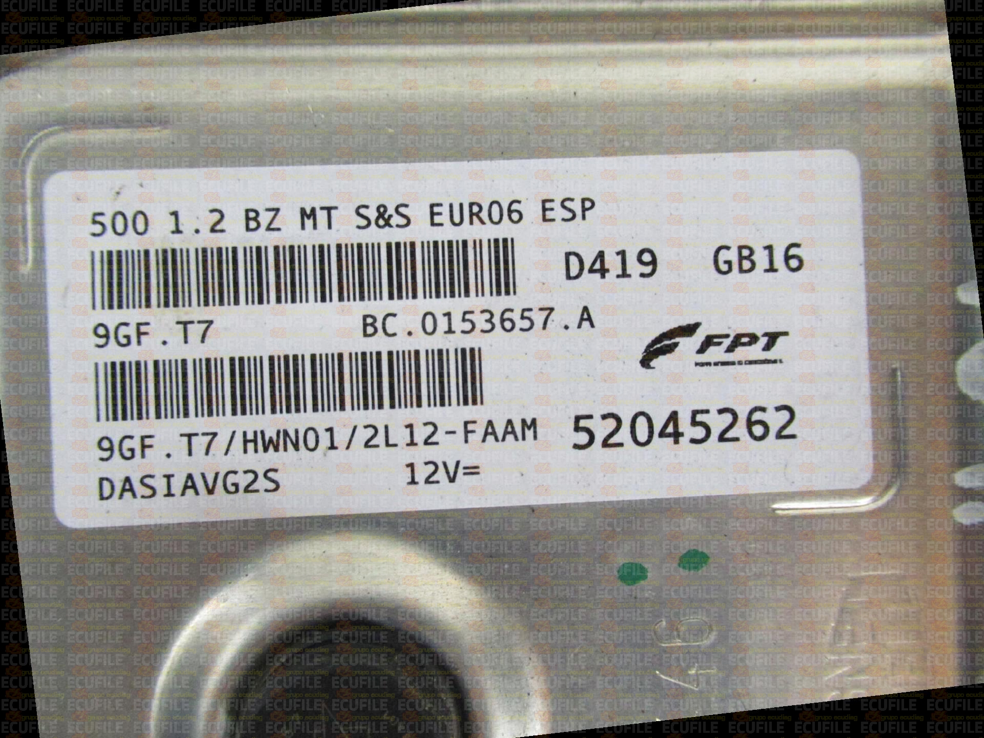 MAGNETI MARELLI 9GF.T7 BC.0153657.A FIAT 500 1.2 52045262 HWN01 EEPROM 95640