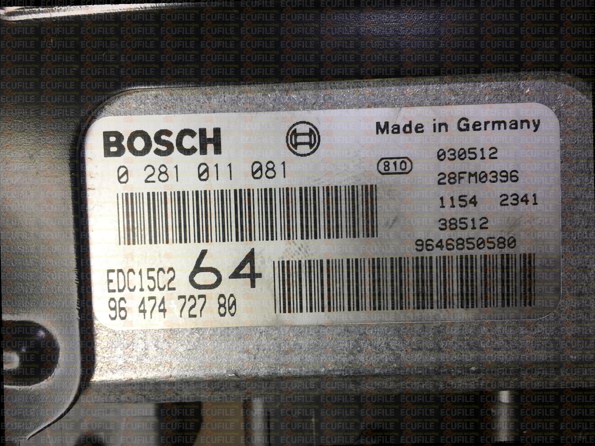 BOSCH EDC15C2-11.1 0281011081 PEUGEOT 307 2.0 HDI 110HP 9647472780 1037364193
