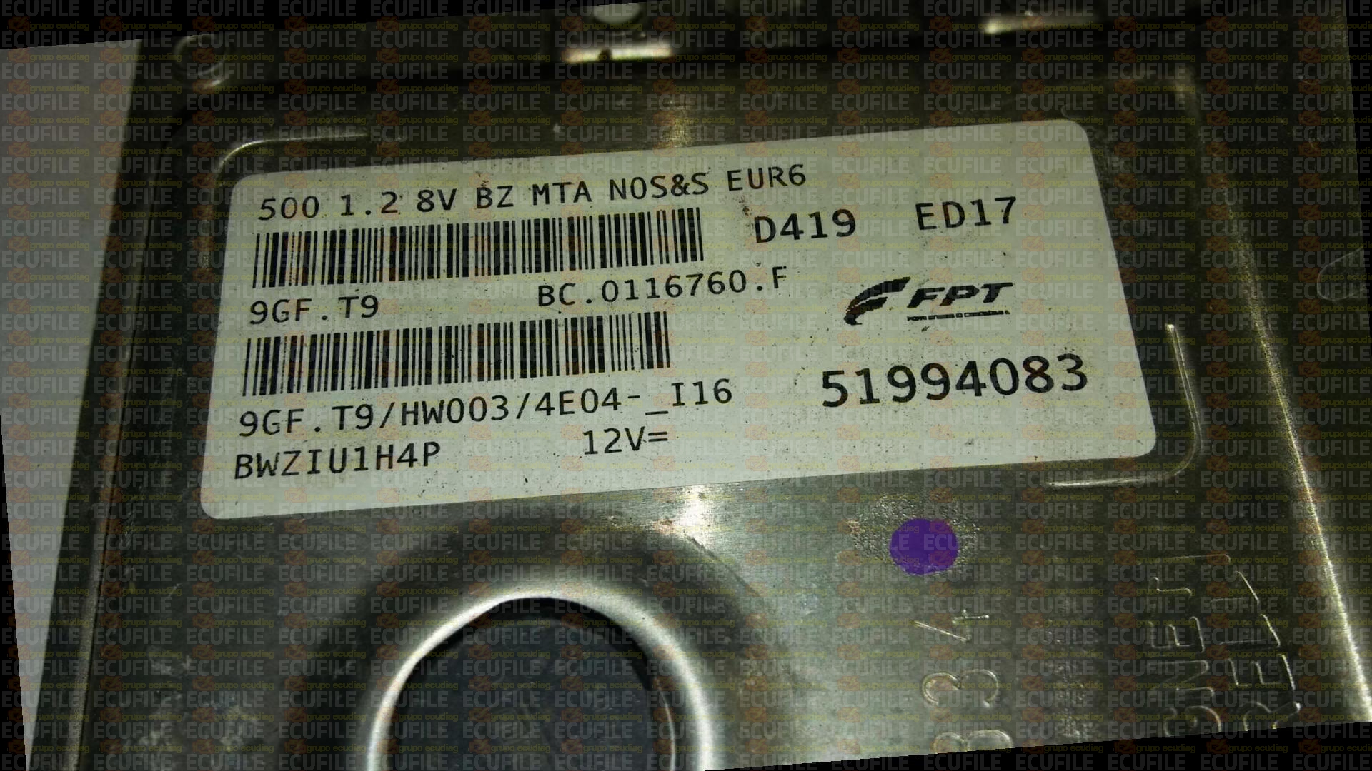 MAGNETI MARELLI 9GF.T9 BC.0116760.F FIAT 500 1.2 51994083 HW003 EEPROM 95640