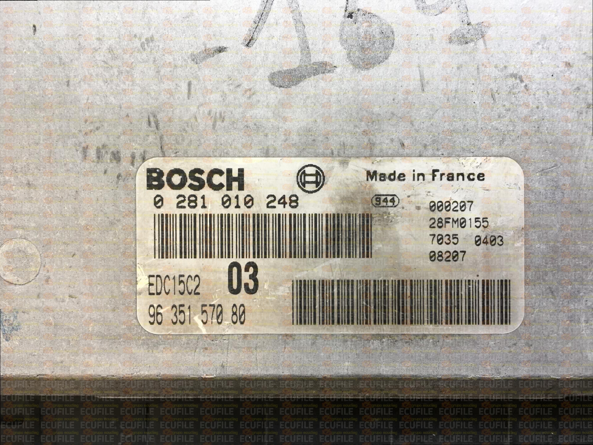 BOSCH EDC15C2-6.1 0281010248 PEUGEOT 406 2.0 HDI 90HP 9635157080 1037359169