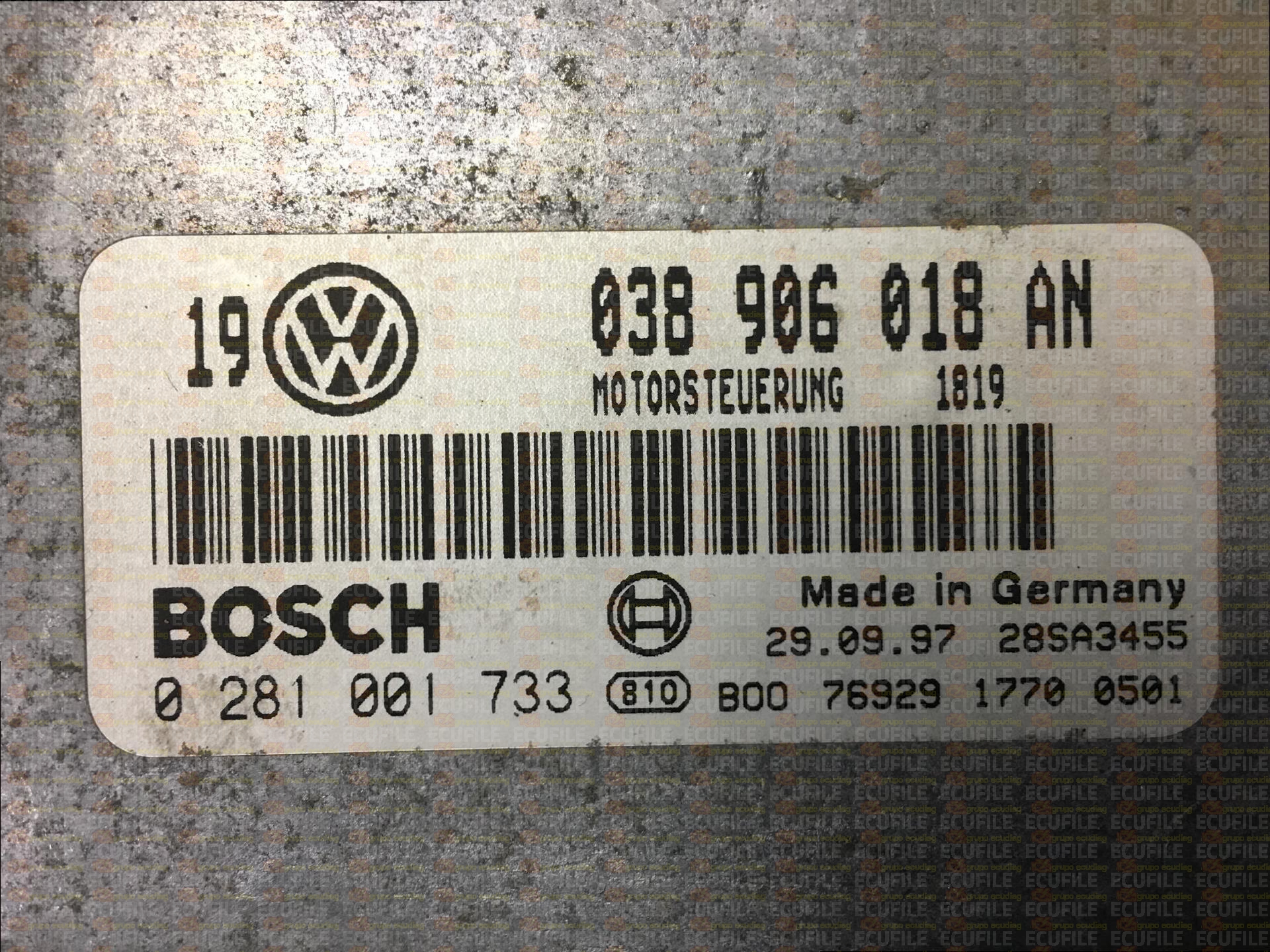 BOSCH EDC15V-5.36 0281001733 VOLKSWAGEN GOLF IV 1.9 TDI 90HP 038906018AN