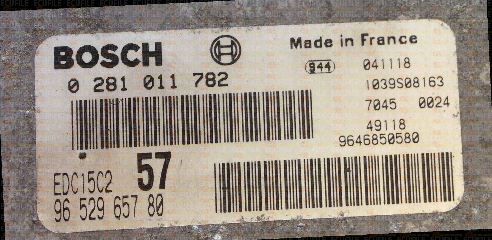 BOSCH EDC15C2-10.1 0281011782 PEUGEOT 607 2.0 HDI 110HP 9652965780 1037372783