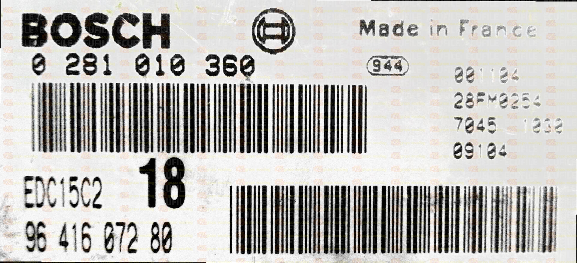 BOSCH EDC15C2-6.1 0281010360 CITROEN BERLINGO PEUGEOT PARTNER 2.0 HDI 90HP 9641607280 1037353311