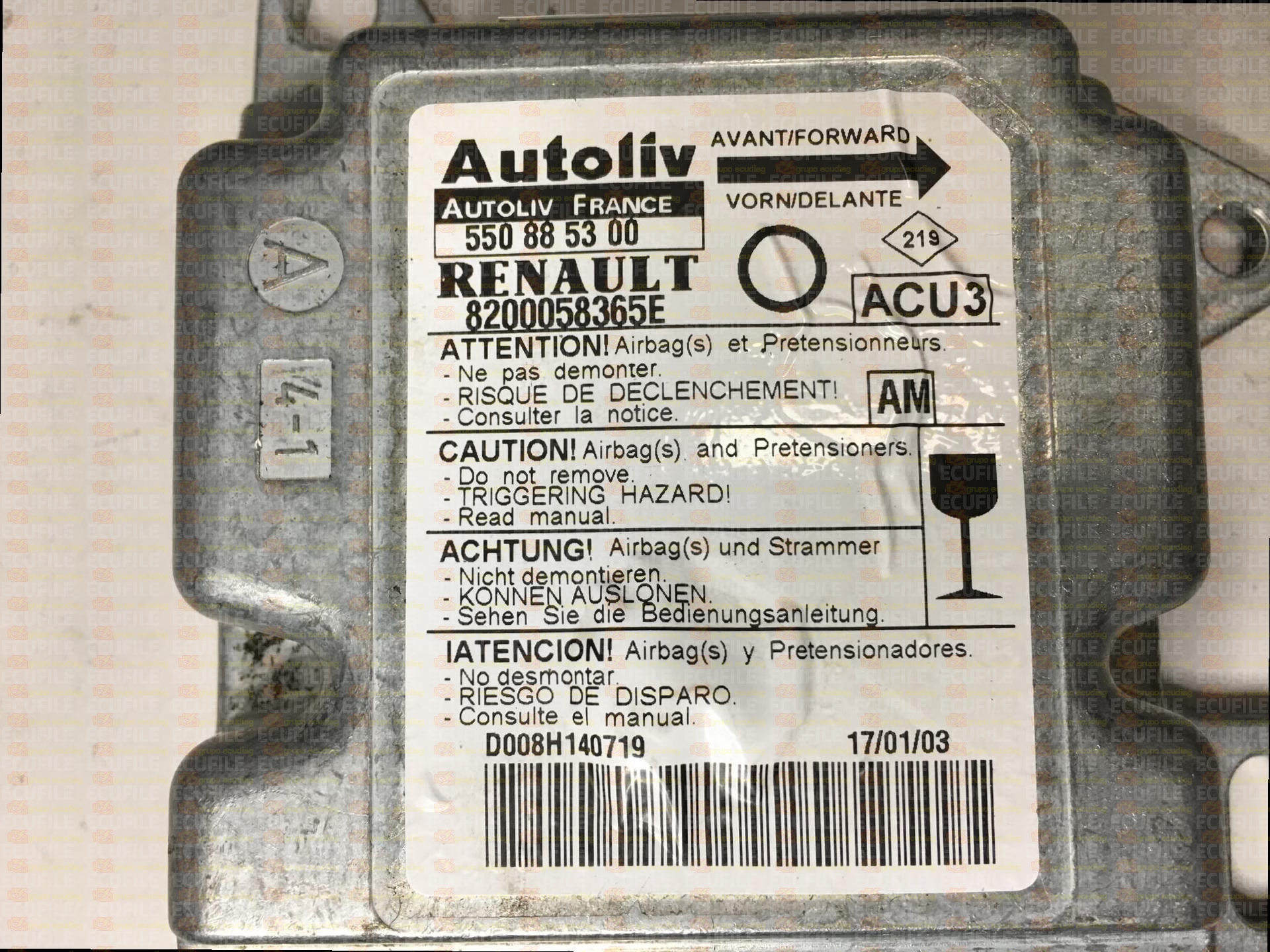 AUTOLIV ACU3 550885300 RENAULT TWINGO I 8200058365E AM