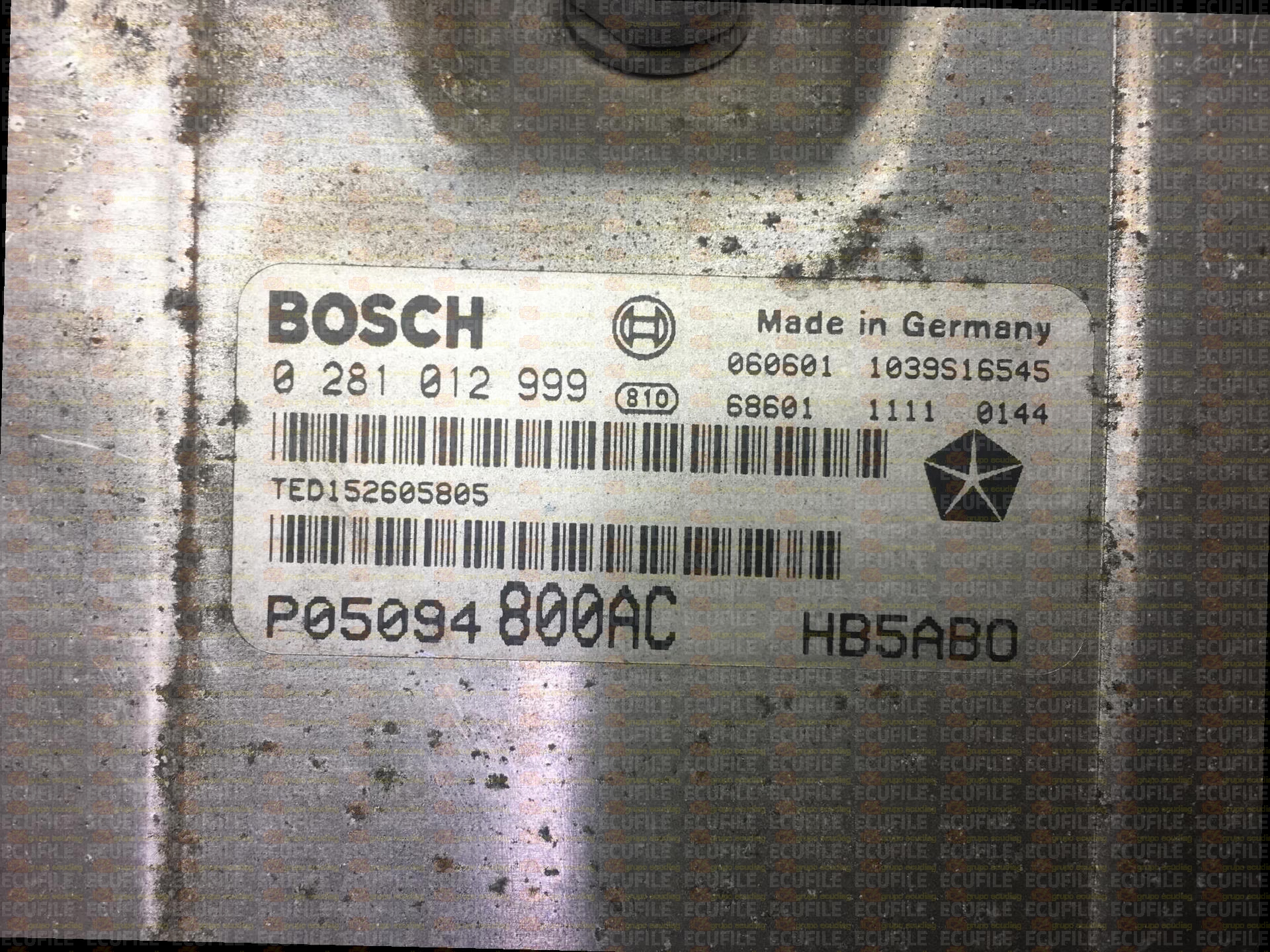 BOSCH EDC15C5-7.18 0281012999 CHRYSLER VOYAGER 2.8 CRD 163HP P05094800AC 1037381515