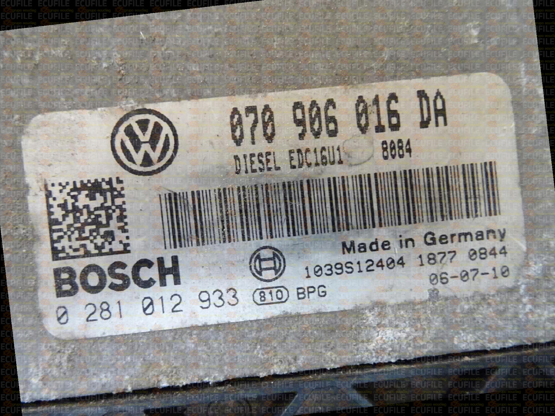BOSCH EDC16U1-5.5 0281012933 VOLKSWAGEN TOUAREG 2.5 TDI 174HP 070906016DA 1037377970